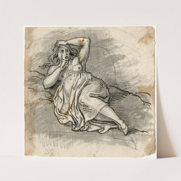 Op de rug liggende vrouw, half opgericht by David Humbert de Superville