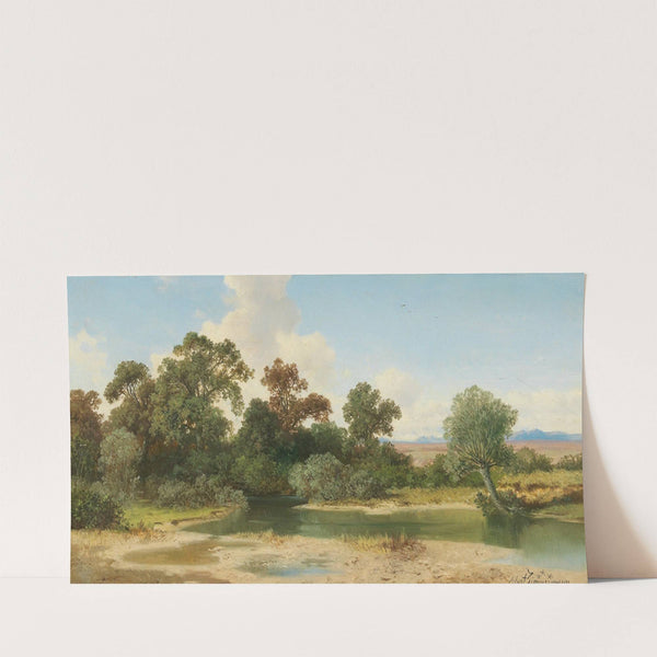 Open Landscape With The Alpine Foothills And Stream by Albert Zimmermann