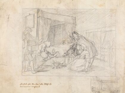 Operation Scene in a Hospital with Subsidiary Sketches in the Margin at the Lower Right