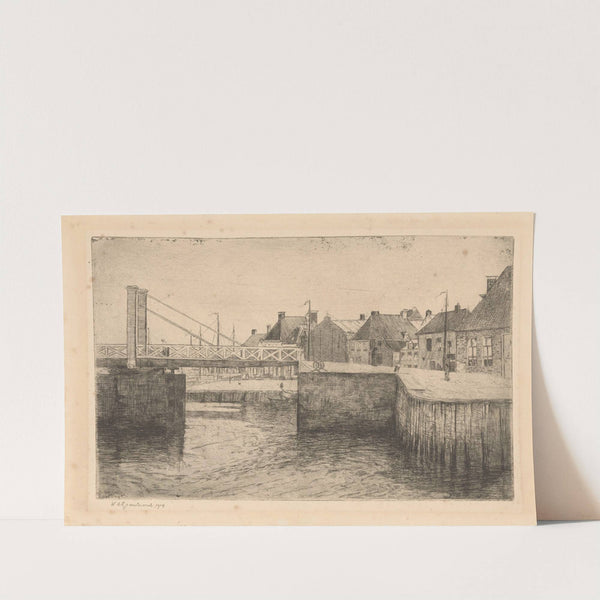 Ophaalbrug in Harlingen (1914) by Willem Adrianus Grondhout