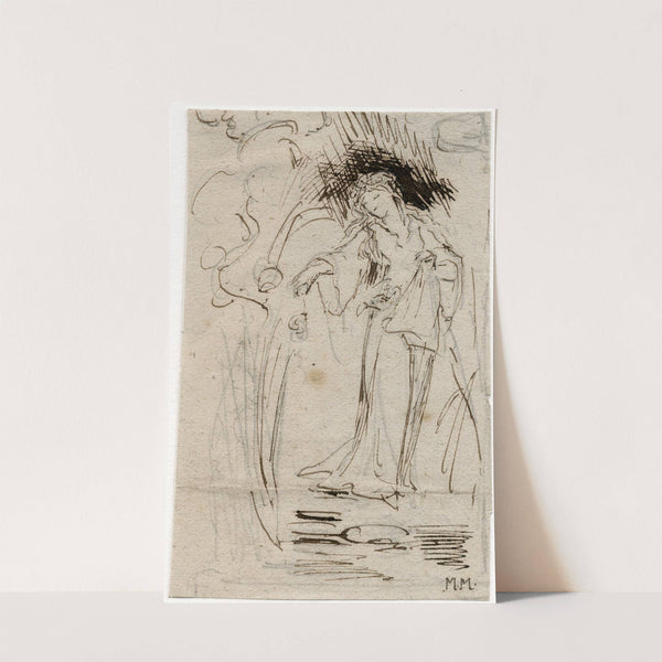 Ophelia gooit bloemen in het water by Matthijs Maris