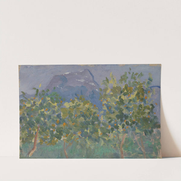 Orange Trees and Distant Mountain by Ernst Schiess