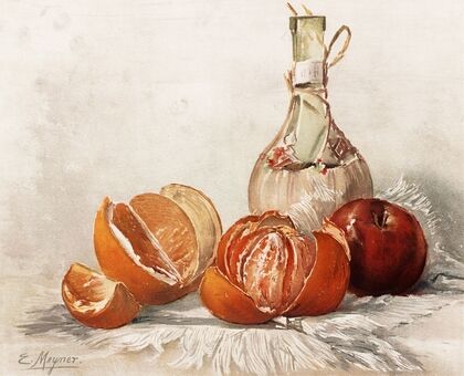 Oranges and Wine Bottle — size preview
