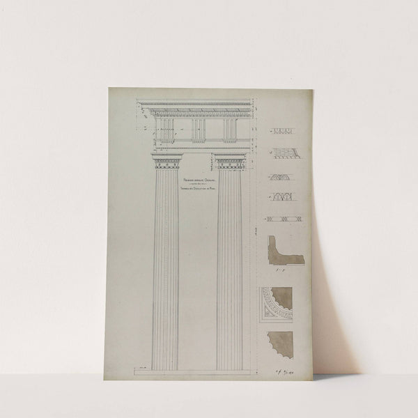 Orders of Architecture, Roman Doric Order from Baths of Diocletian, Rome, Italy, Elevation by Carl (Charles) J. Furst