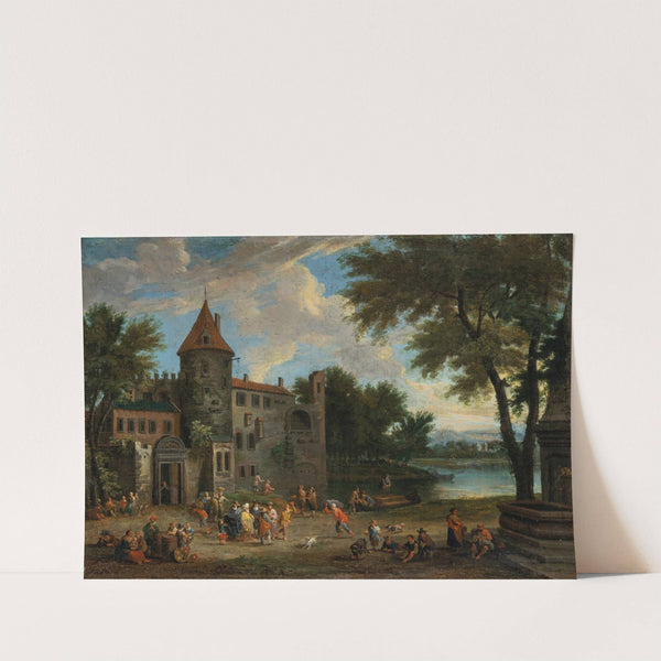 Oriental Merchants outside a castle by Mathijs Schoevaerdts