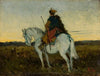 Oriental rider on a white horse