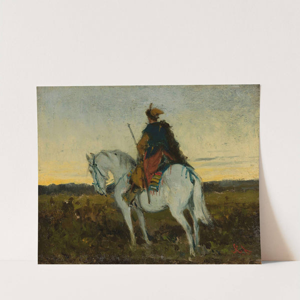 Oriental rider on a white horse by Jan Chełmiński