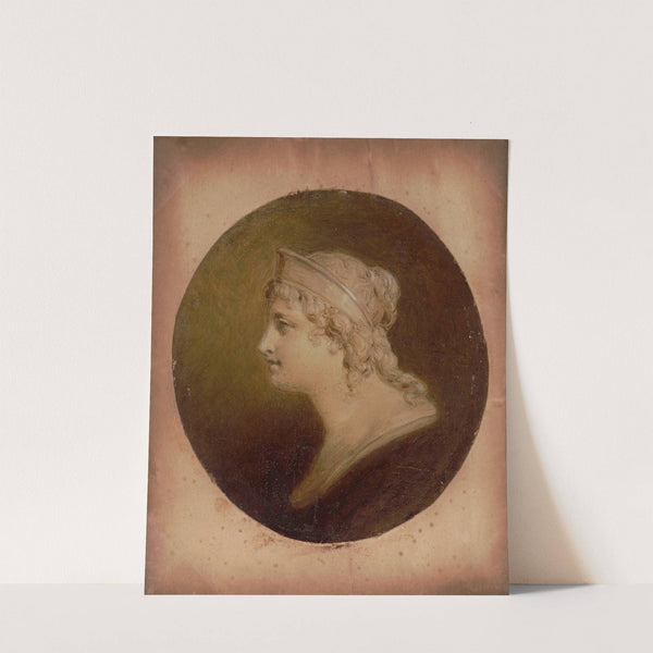 Original study in oil of head of Columbia designed for U.S. coins (1830-1846) by Henry Inman