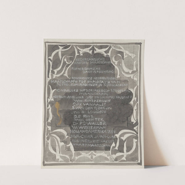 Ornamentaal ontwerp met namen van bedrijven (1874) by Carel Adolph Lion Cachet