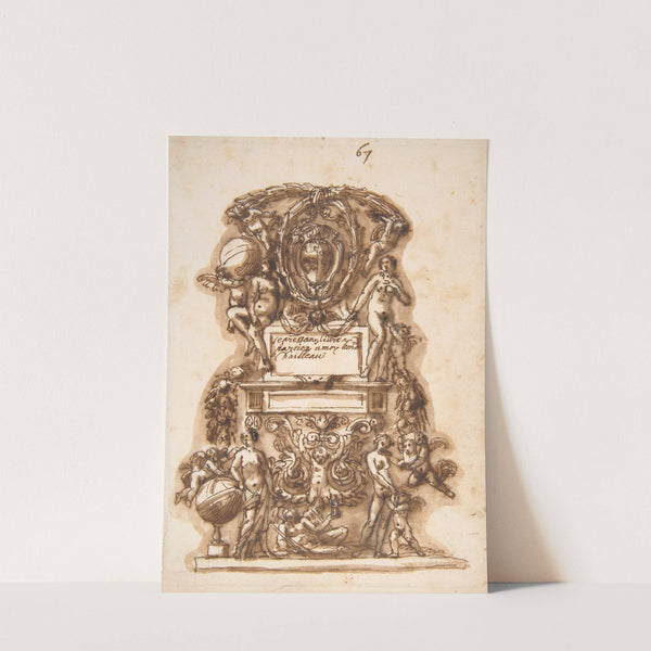 Ornamental Motif Surmounted by a Coat of Arms by Leonardo Scaglia