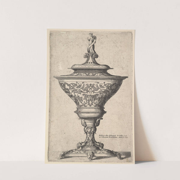 Ornate goblet on feet of masks (1645) by Wenceslaus Hollar