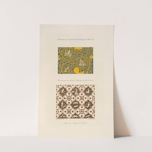 Ornement en émail incrusté, ouvrage du XIIIe. siècle; pavé incrusté en mastic, ouvrage du XIIe. siècle. by Nicolas Xavier Willemin