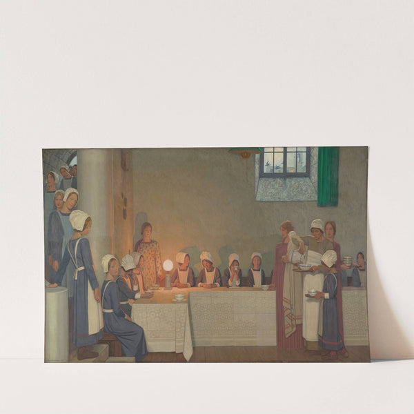 Orphan Girls Entering the Refectory of a Hospital (1915) by Frederick Cayley Robinson