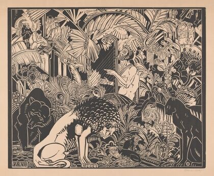 Orpheus speelt op zijn harp voor de dieren (1917 - 1920)