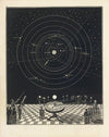 Orrery, with a view of the Solar System in the back ground