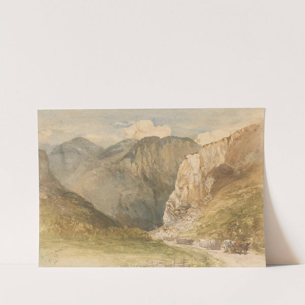 Ossenkarren op een weg tussen de bergen in het kanton Sankt Gallen by Charles Rochussen