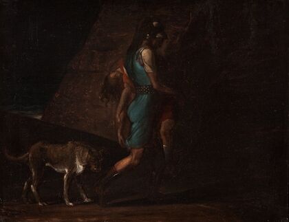 Ossian Carrying His Dead Brother Gillan, Followed By Fingal’s Dog Bran