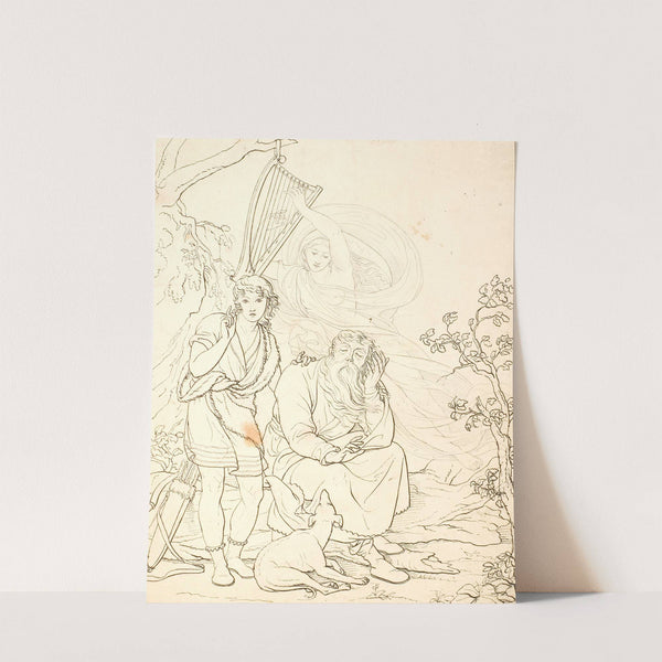 Ossian og Alpins søn hører Malvinas ånd gribe i harpens strenge by Christian Gottlieb Kratzenstein-Stub