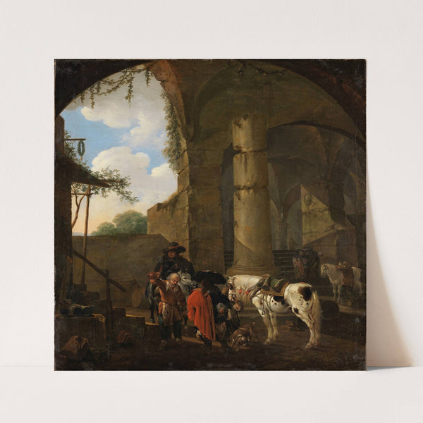 Osteria in römischer Ruine (ca 1670) by Johann Heinrich Roos