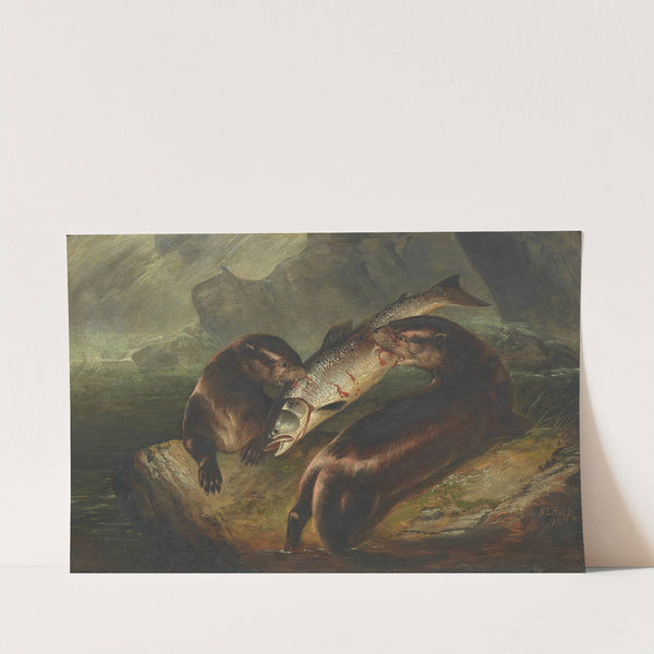 Otters with salmon by Henry Leonidas Rolfe