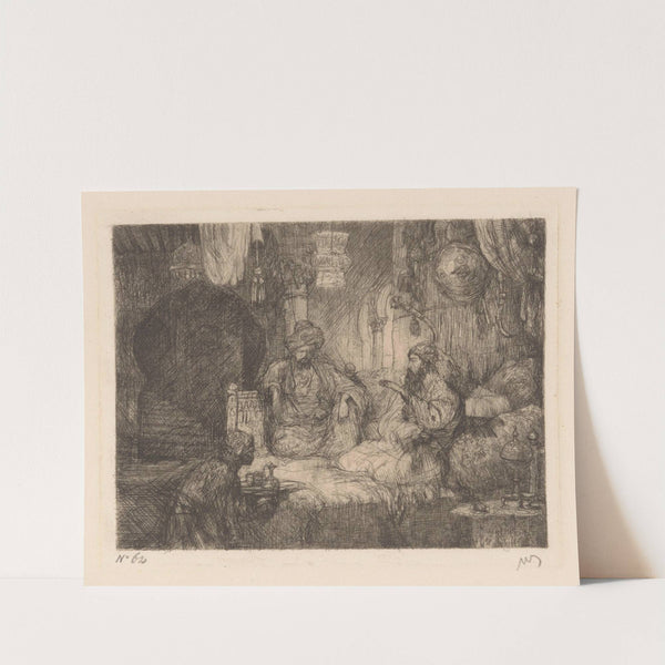 Ottomaans interieur met twee mannen en dienaar (1890) by Marius Bauer