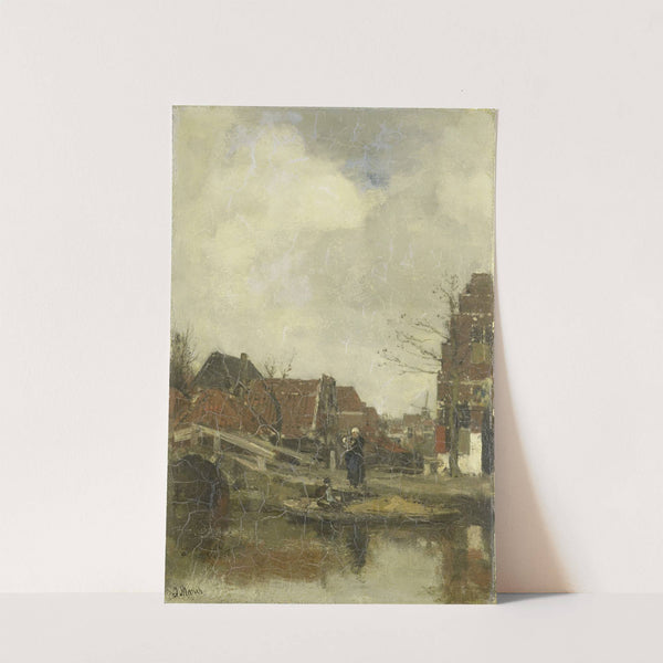 Oud buurtje aan het water by Jacob Maris