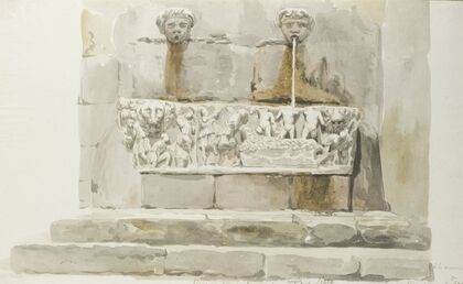 Oude sarcofaag als fontein in Messina