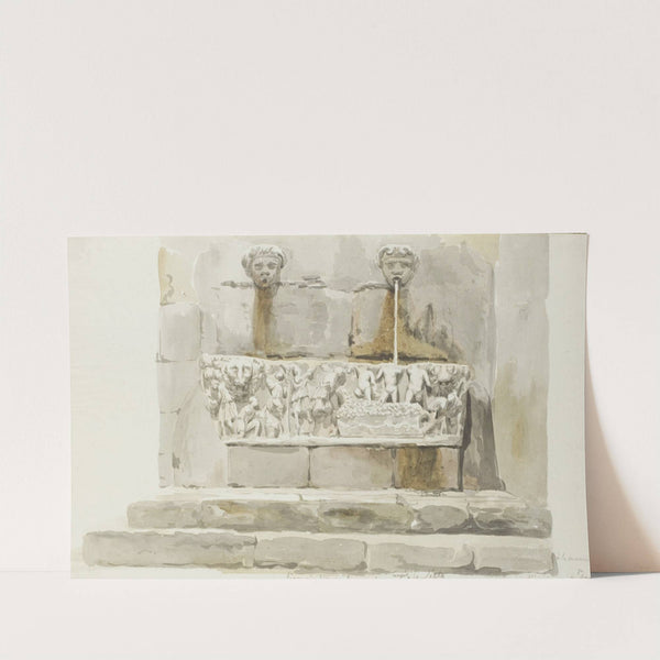 Oude sarcofaag als fontein in Messina (1778) by Abraham-Louis-Rodolphe Ducros