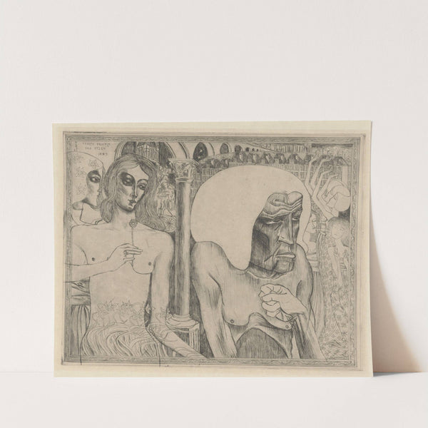 Oude vrouw omringd door jonge vrouwen (in or after 1928) by Jan Toorop