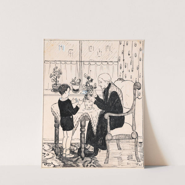 Oude vrouw schikt een boeket (1925) by A. Tinbergen