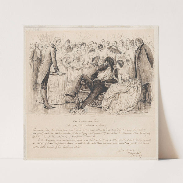 Our Drawing-room Pets–with ‘Kangaroo Jim, the Champion Australian boomerang-thrower,’ for ‘Punch,’ July 2, 1887 (1887) by George Du Maurier