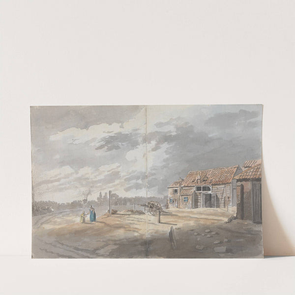 Outbuildings with figures by James Miller