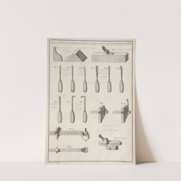 Outils propres a assembler l’ouvrage et ceux qui servent a pousser les moulures cintrée. (1769-1774) by André Jacob Roubo