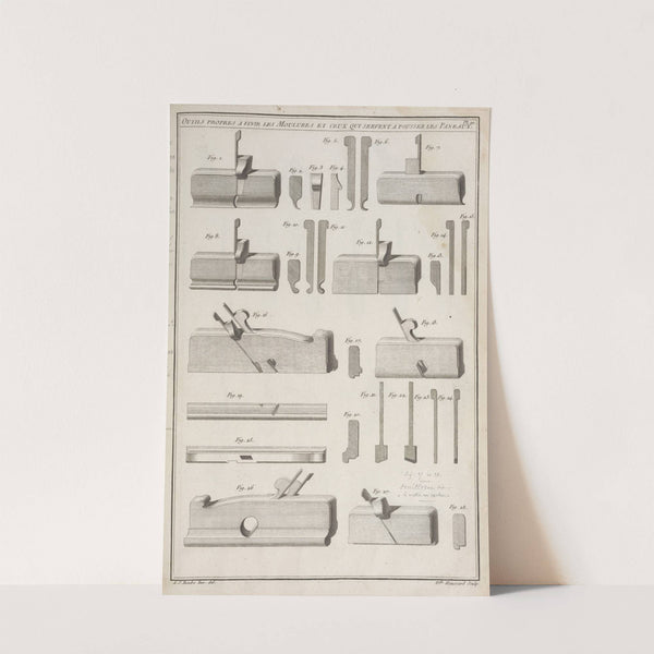 Outils propres a finir les moulures et ceux qui servent a pousser les paneaux. (1769-1774) by André Jacob Roubo