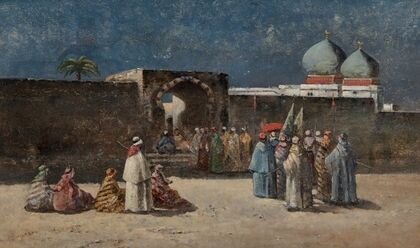 Outside the gate of the grand mosque