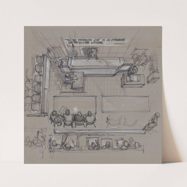 Overhead view of courtroom at New York State Supreme Court, Brooklyn. by Joseph Papin