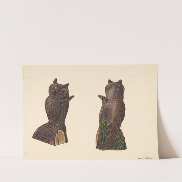 Owl on Log Bank by William O. Fletcher