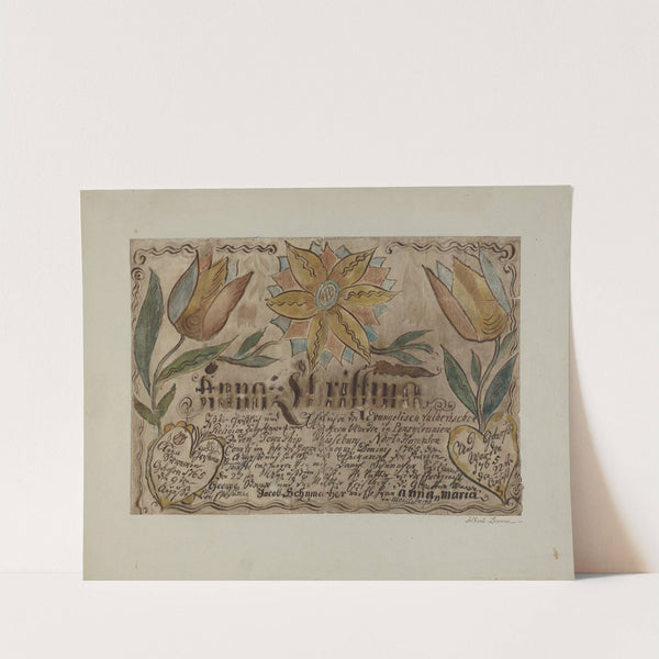 Pa. German Birth Certificate by Albert Levone