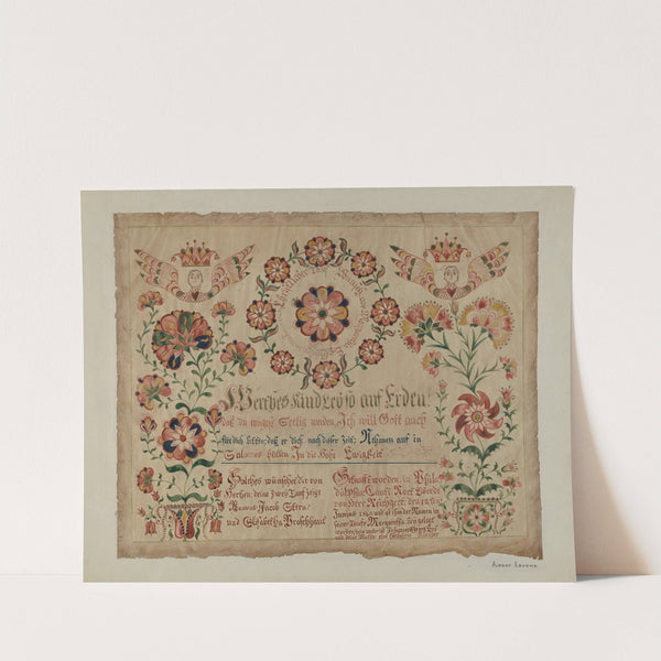 Pa. German Birth Certificate by Albert Levone
