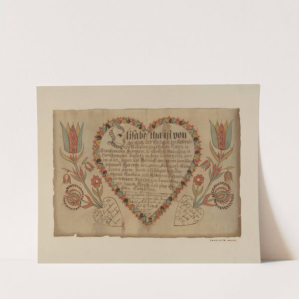 Pa. German Birth Certificate by Charlotte Angus