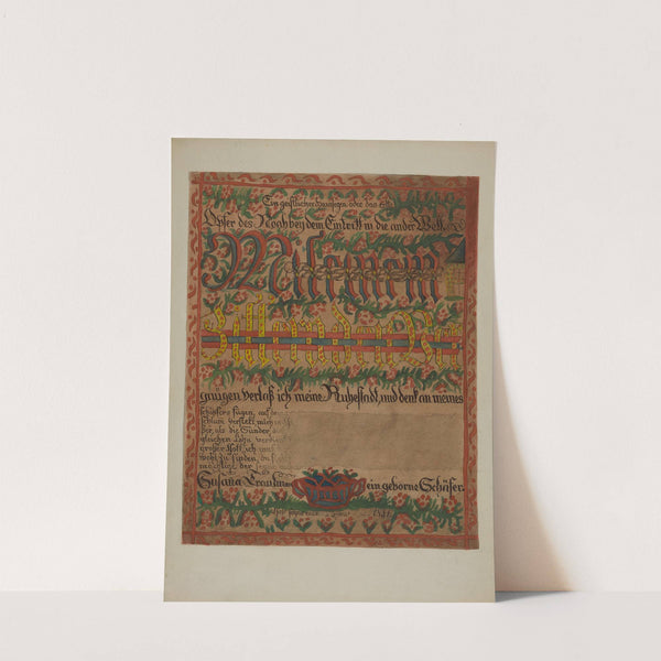 Pa. German Death Certificate by Albert Levone