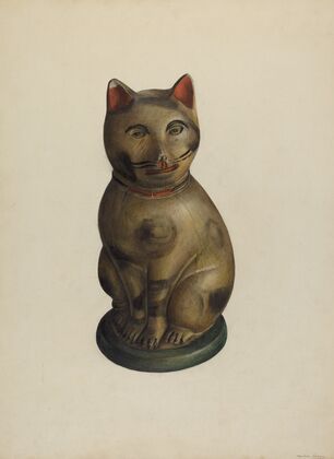 Pa. German Seated Chalkware Cat