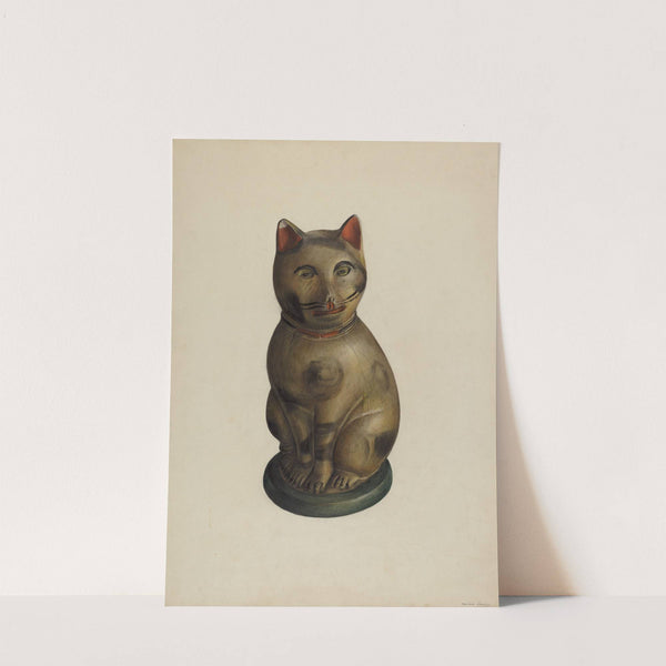 Pa. German Seated Chalkware Cat by Mina Lowry