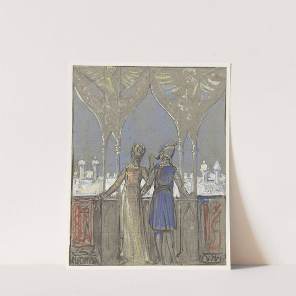 Paar uitkijkend over oosterse stad (1908) by Bernard Willem Wierink