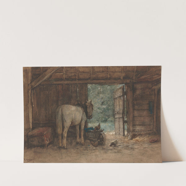 Paard in een stal bij een open staldeur (c. 1848 - c. 1888) by Anton Mauve