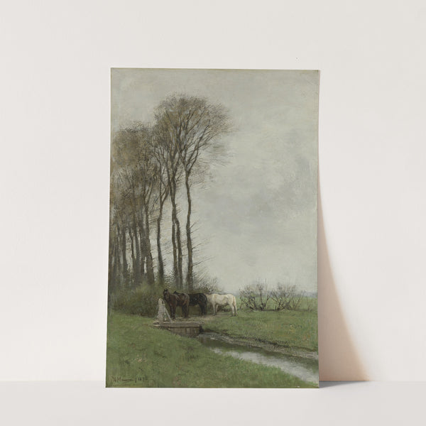 Paarden bij het hek (1878) by Anton Mauve