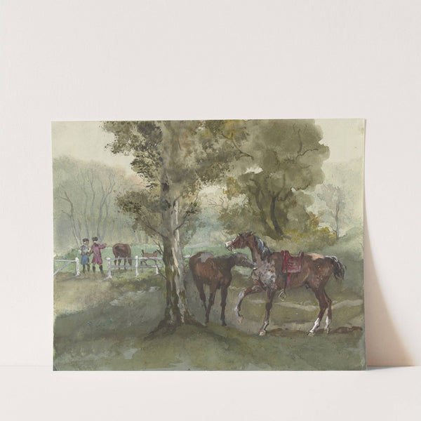 Paarden in de wei by Jules Baron Finot