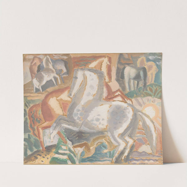 Paarden in landschap (1928) by Leo Gestel
