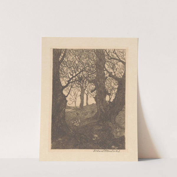 Pad door een bos met kale bomen (1911 - 1931) by Arend Hendriks