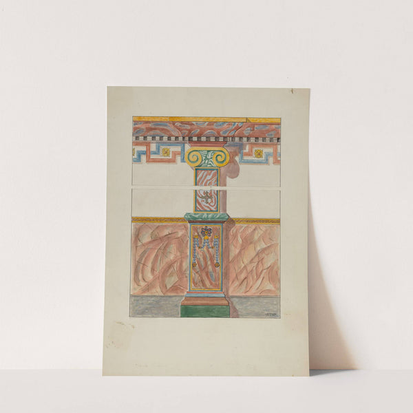 Painted Wall Decoration, Detail of Pilaster by Warren W. Lemmon